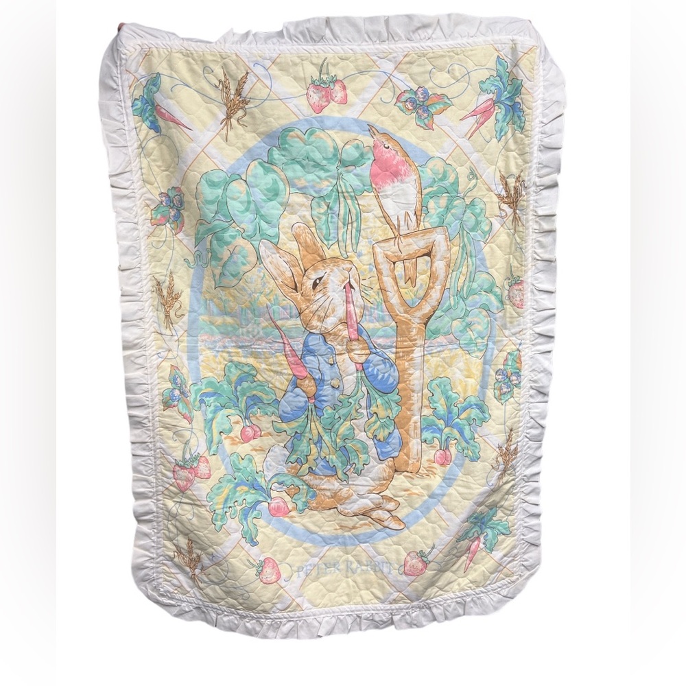 Vintage Peter Rabbit Baby Handmade Blanket Quilt